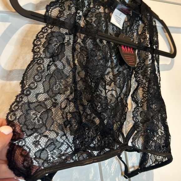 Bralette and Thong Panty Lace 2 Pc. Lingerie Set Size L Black - Picture 9 of 13